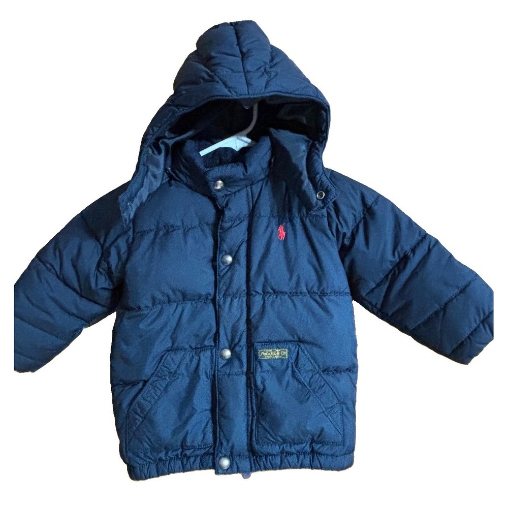 Polo Ralph Lauren Toddler 24M Navy Blue Puffer Down Jacket Hooded Coat